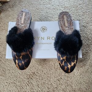 Taryn Rose Black and Brown Fur Mules